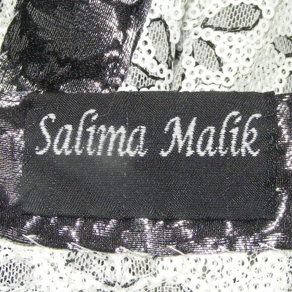 SALIMA MALIK Sequined Jacket/Cover-up, XS/S, Open front, White Floral, Vented - Picture 10 of 11